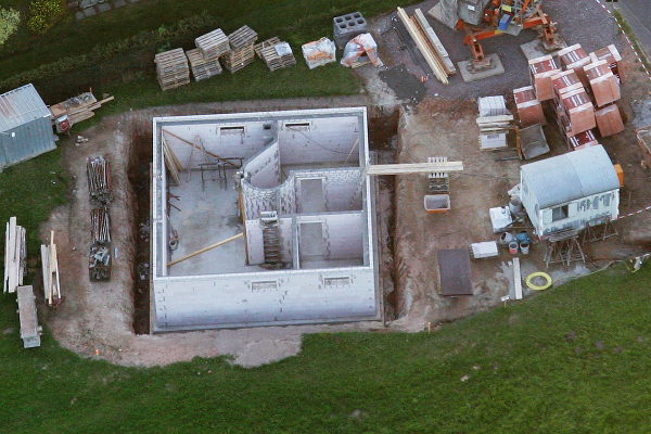 The construction site from the air.