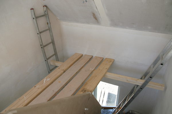 Scaffolding in the staircase
